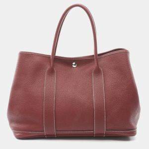 Hermes Rouge H Negonda Leather Garden Party 36 Tote Bag