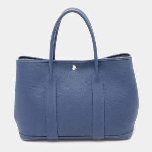 Hermes Blue Negonda Leather Garden Party 36 Tote Bag