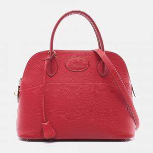 Hermes Rouge Vif Ardennes Leather Bolide 31 Shoulder Handbag 