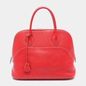 Hermes Red Vermillon Clemence Leather Bolide35 Handbag 
