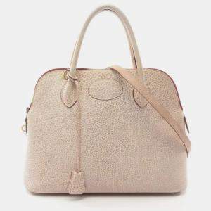 Hermes White Buffalo Leather Skipper Bolide 31 Handbag