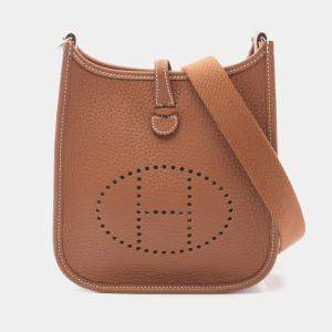 Hermes Gold Taurillon Clemence Leather Evelyne TPM Amazon Shoulder Bag
