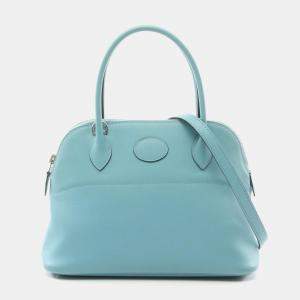 Hermes Blue Paon Swift Leather Bolide 27 Handbag