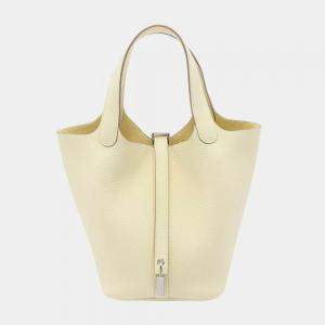 Hermes Yellow Tone Taurillon Clemence Leather Picotin Lock 18 Handbag