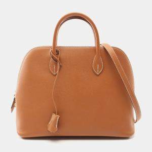 Hermes Brown Gold Epsom Leather Bolide 1923 30 Handbag