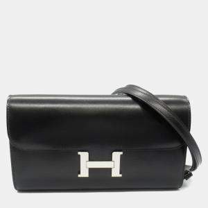 Hermes Constance To Go Shoulder Crossbody Bag Box Calf Leather Black Shw