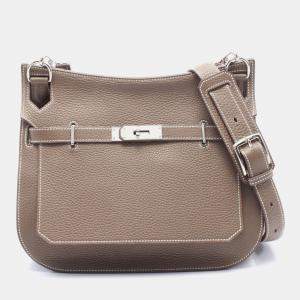 Hermes Etoupe Grey Clemence Leather Jypsiere 28 Shoulder Bag