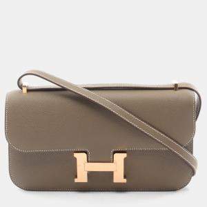Hermes Etoupe Grey Epsom Leather Constance Elan Shoulder Bag