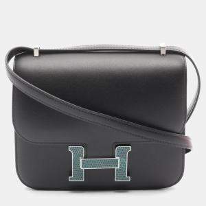 Hermes Black/Green Exotic Leather Constance Mini Shoulder Bag