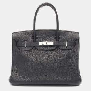 Hermes Black Taurillon Clemence Leather Birkin 30 Handbag