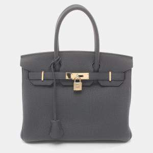 Hermes Grey Togo Leather Birkin 30 Handbag