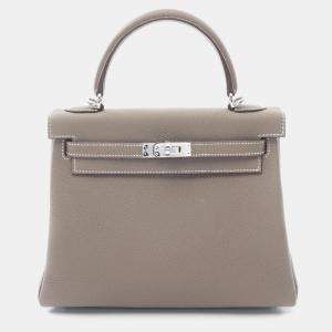 Hermes Etoupe Grey Togo Leather Kelly 25 Handbag