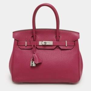 Hermes Tosca Togo Leather Palladium Finish Birkin 30 Bag