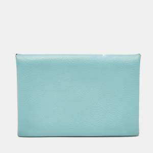 Hermès Bleu Atoll Evercolor Leather Calvi Card Holder