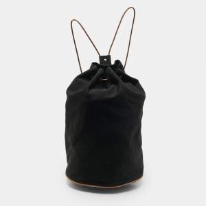 Hermes Black/Brown Canvas Polochon Mimile Bag
