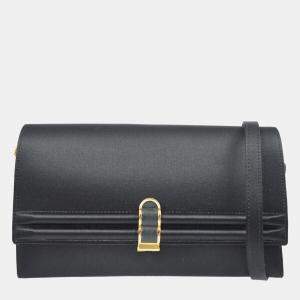Hermes Black Satin 2Way Clutch Shoulder Bag