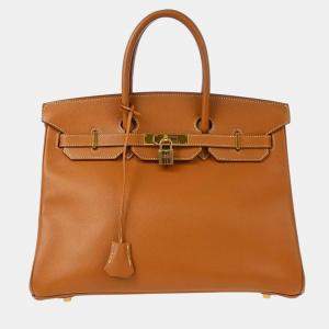 Hermes Gold Courchevel Birkin 35 Handbag