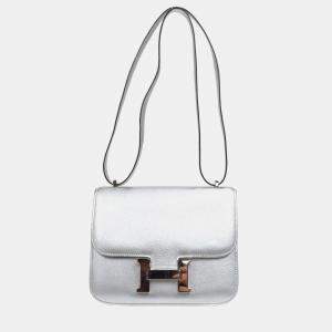 Hermes Silver Chevre Constance 18 Shoulder Bag