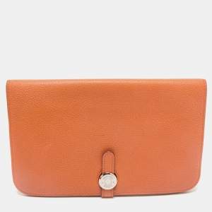 Hermes Orange Togo Leather Dogon Duo Wallet