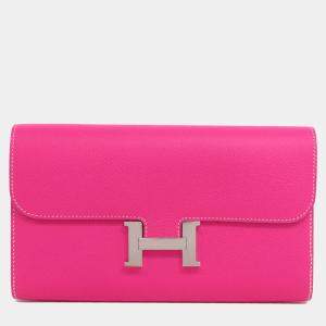 Hermes Pink Epsom Leather Constance Long Wallet