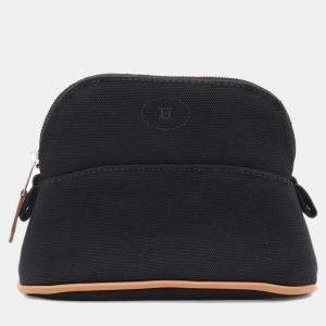 Hermes Black Cotton Leather Bolide Mini Pouch 