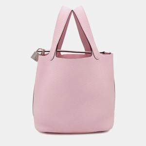 Hermes Rose Sakura Taurillon Clemence 18 Picotin Lock Bag
