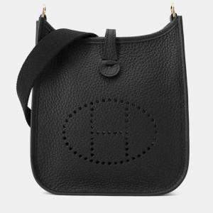 Hermes Black Taurillon Clemence TPM 16 Evelyne Amazon Shoulder Bag