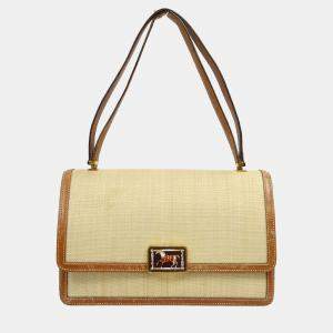 Hermes Beige Brown Crinoline Courchevel Vintage Shoulder Bag