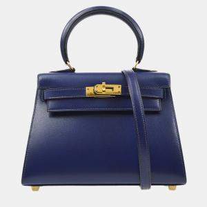 Hermes Blue Box Calf Kelly 20 Sellier Handbag