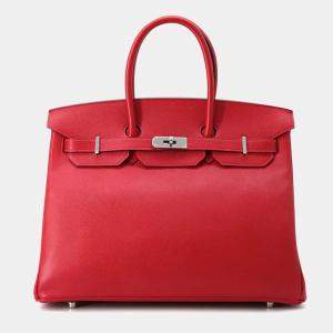 Hermes Rouge Casaque Epsom Leather Birkin 35 Handbag