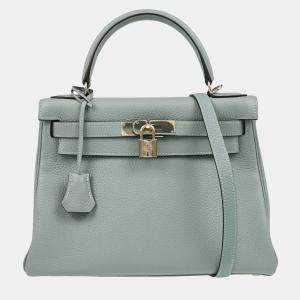  Hermes Ciel Taurillon Clemence Kelly 28 Retourne Handbag