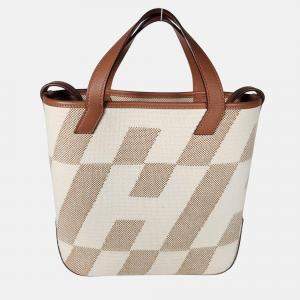 Hermes Ecru-Naturel/Gold Toile Cabas H En Bias 27 Tote Bag