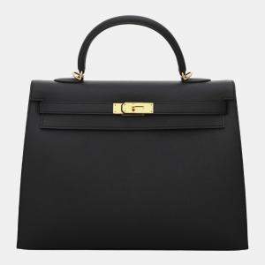 Hermes Black Epsom Sellier Kelly 35 Bag