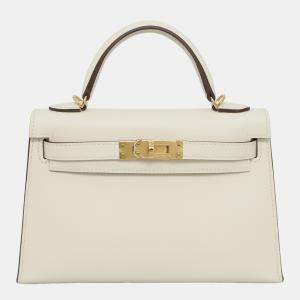 Hermes White Epsom Leather Mini Kelly Bag