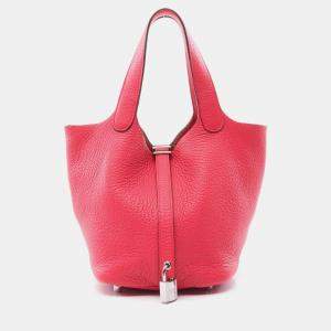 Hermes Rose Extreme Taurillion Clemence Picotin 18 Bag