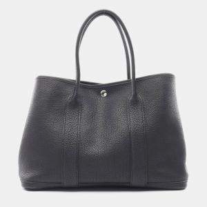 Hermes Black Leather Garden Party Tote Bag