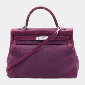Hermes Purple Togo Swift Leather Kelly Ghillies 35 