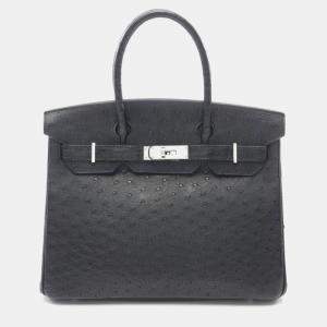 Hermes Black Ostrich Birkin 30 