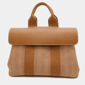 Hermes Gold Toile Chevrons Leather Valparaiso PM