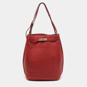 Hermes Rouge Pivoine/Rose Jaipur Taurillon Clemence Leather Palladium Hardware So Kelly 26 Bag