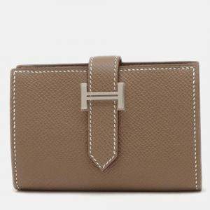 Hermes Silver Epson Etoupe Bearn Mini Business Card Holder/Card Case  