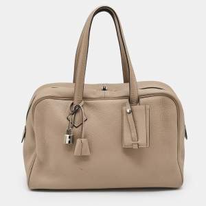 Hermès Etoupe Taurillon Clemence Leather Victoria II Fourre Tout 35 Bag