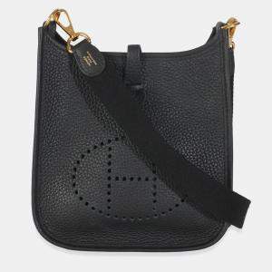 Hermes Mini Evelyne Black Clemence Bag TPM GHW 16