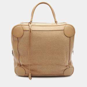 Hermes Omnibus GM Tabac Taurillon Clemence Wool Top Handle Bag