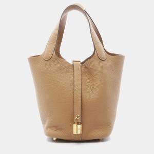 Hermes Picotin PM Biscuit U Taurillon Clemence Hand Bag  