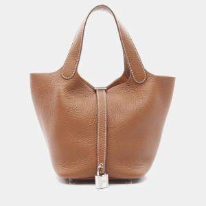 Hermes Picotin PM Gold U Taurillon Clemence Leather Bag  