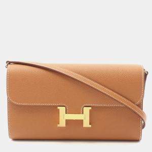 Hermes Constance Long To Go Gold Epsom Leather Wallet