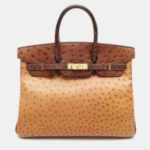 Hermes Birkin 35 Chestnut Ostrich Leather Bag