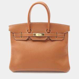 Hermes Birkin 35 Gold Togo Leather Top Handle Bag