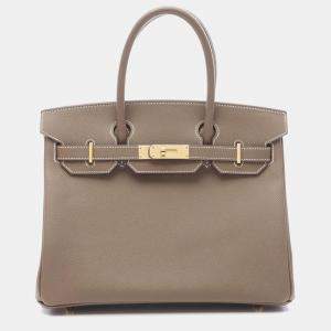 Hermes Birkin 30 Etoupe Grey B Epsom Leather Bag 